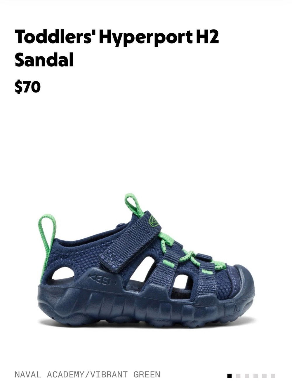 Keen Toddlers' Hyperport H2 Sandal - Navy and Vibrant Green